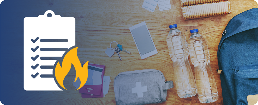 Items from an emergency kit and checklist.